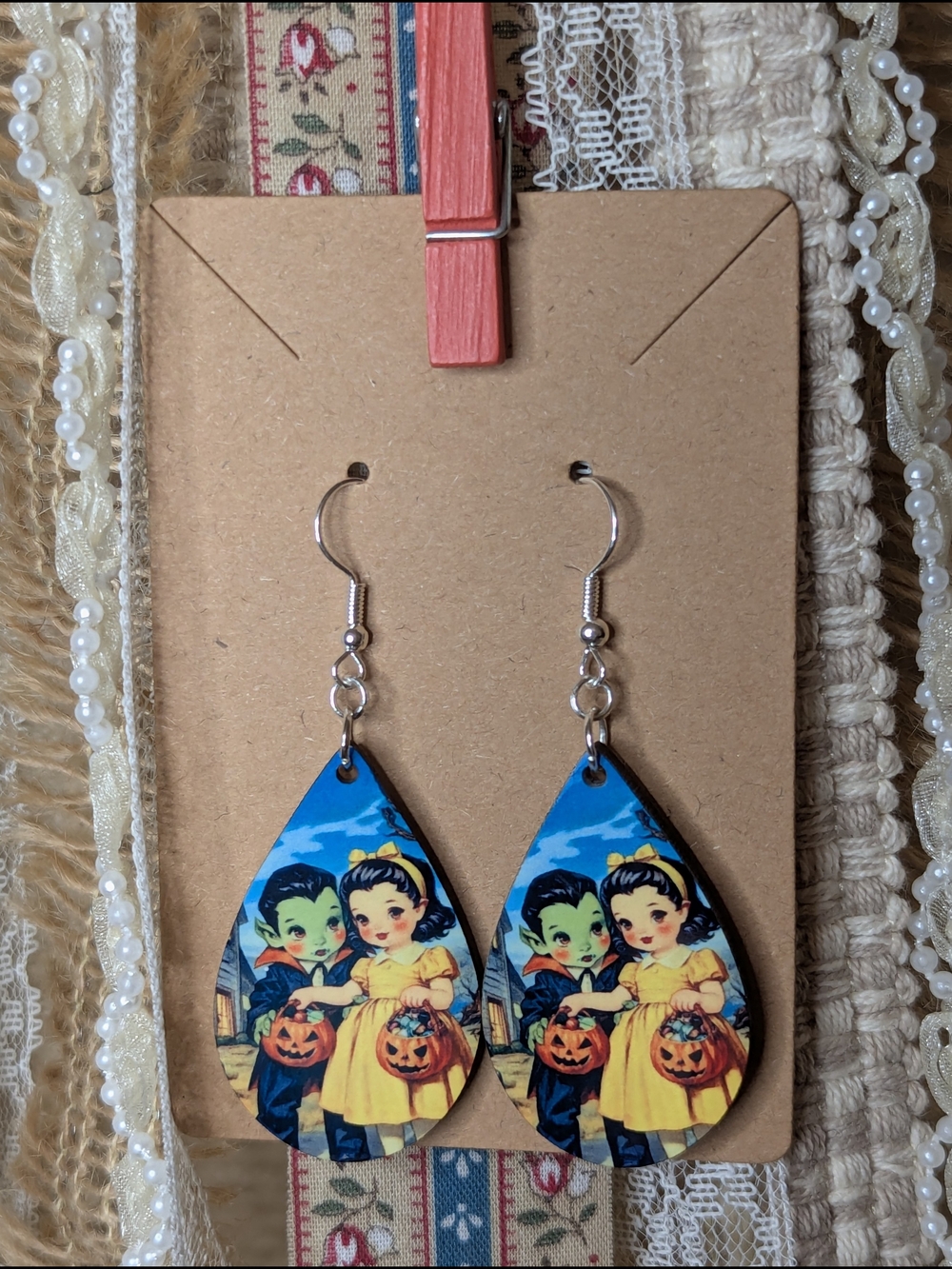 Retro Halloween Teardrop Earrings